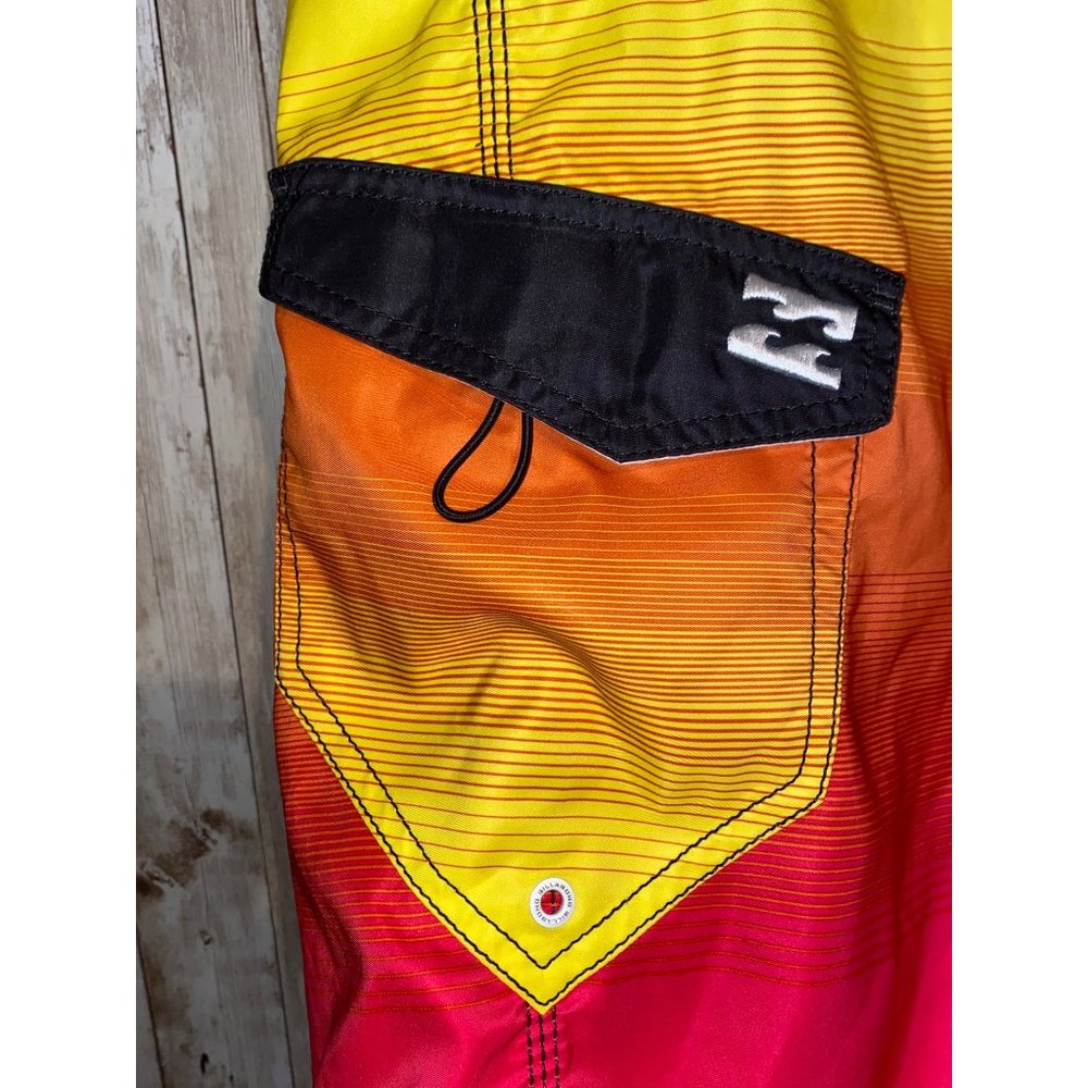 Men's Supreme Billabong Board Shorts Swimming Trunks Pink Yellow Orange Size 33 - Picture 3 of 8
